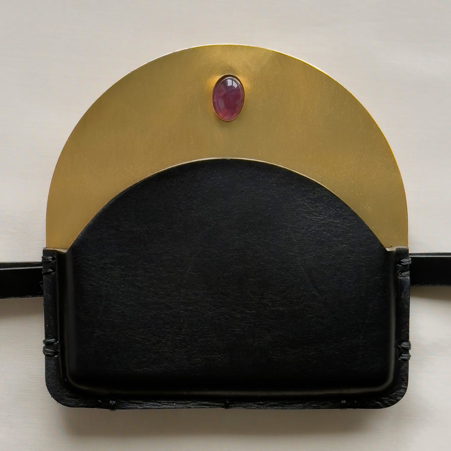 brass leather pouch