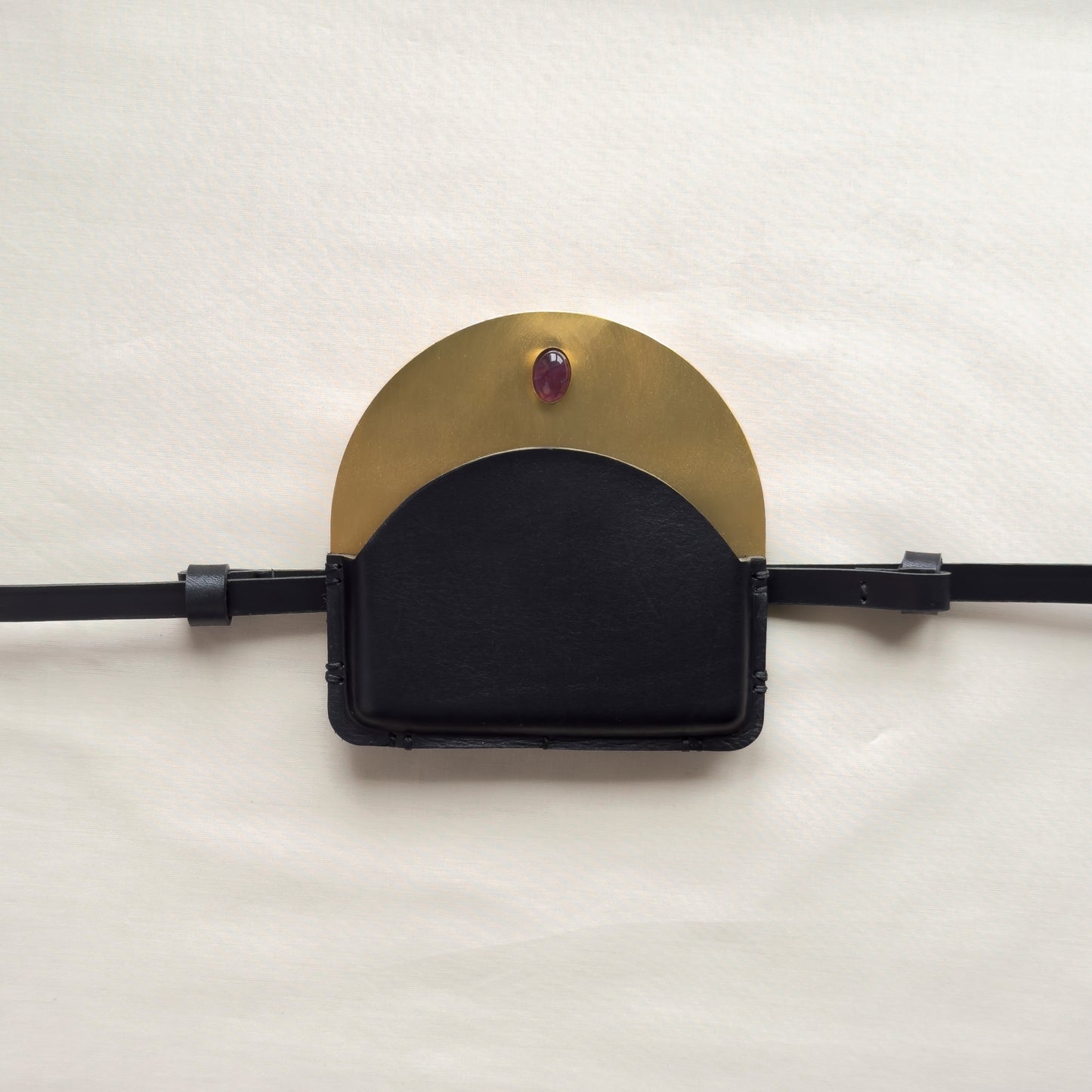 brass leather pouch