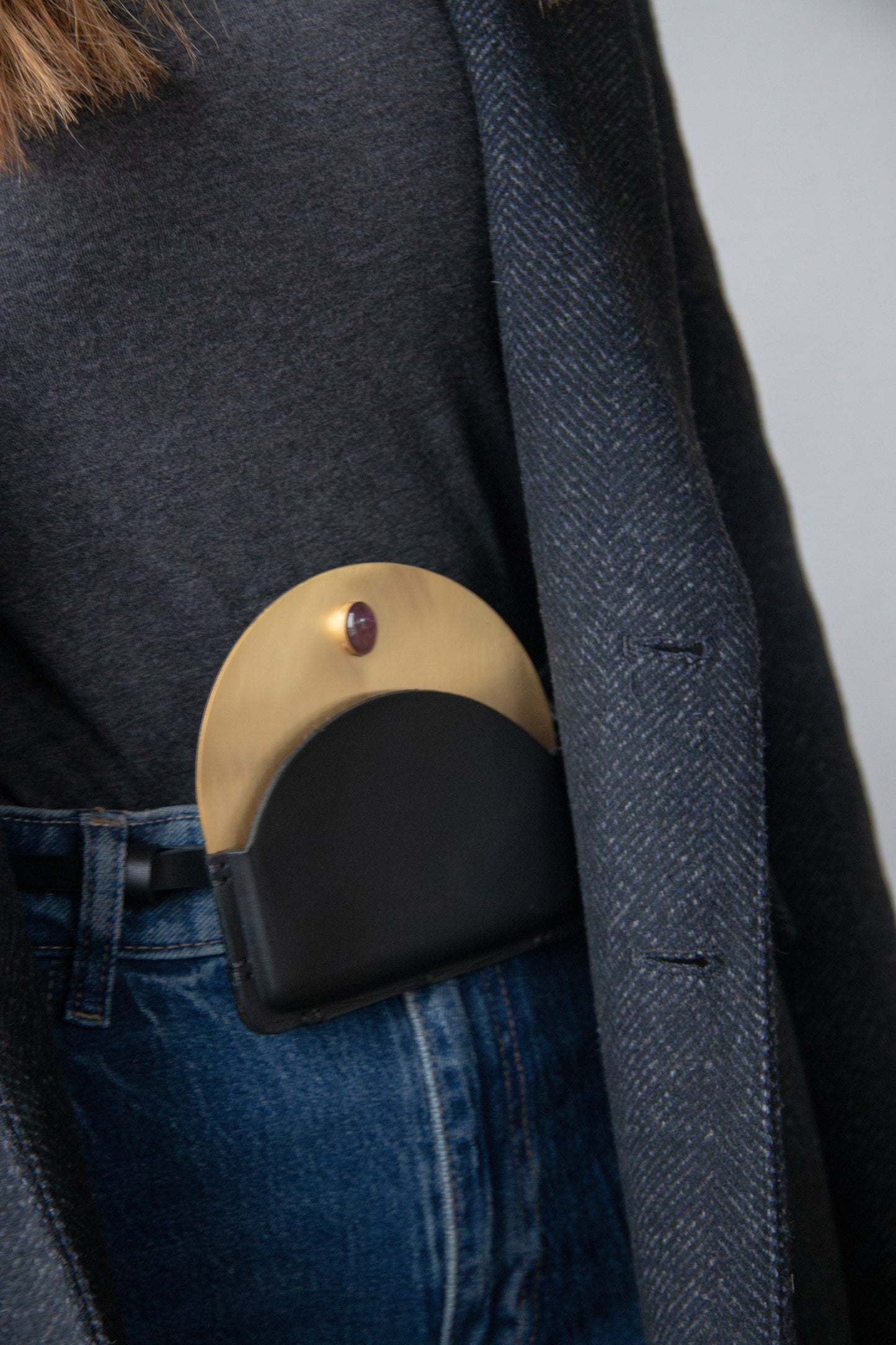 brass leather pouch